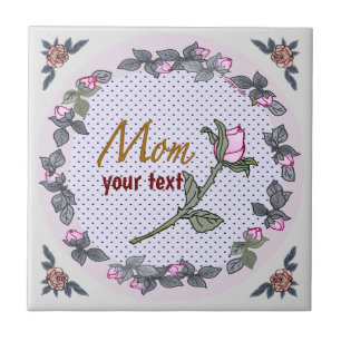 Mum Pink Rosebud Tile