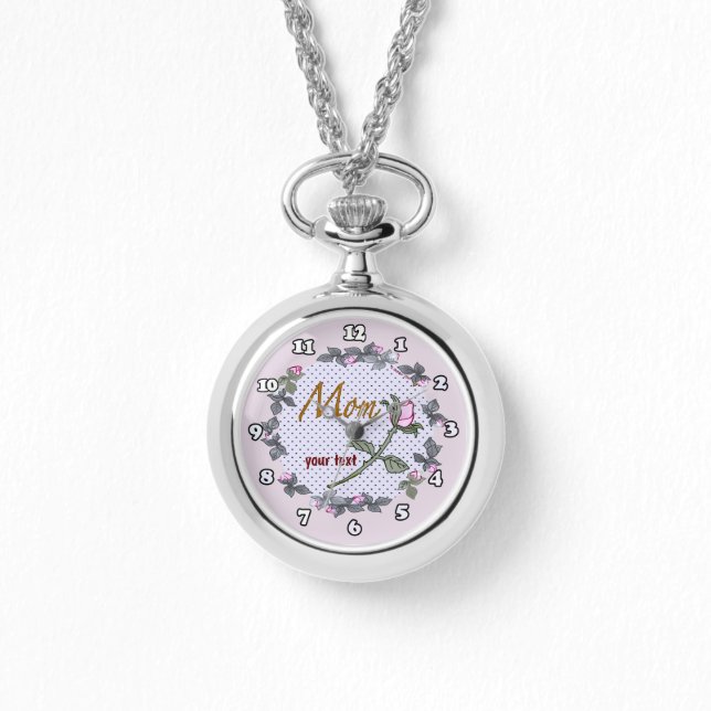 Mum Pink Rosebud  Watch (Front)