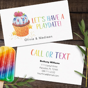 Mum Playdate Colourful Berry Cupcake Calling Cards