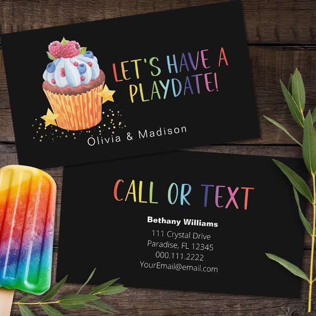 Mum Playdate Colourful Berry Cupcake Calling Cards (Creator Uploaded)