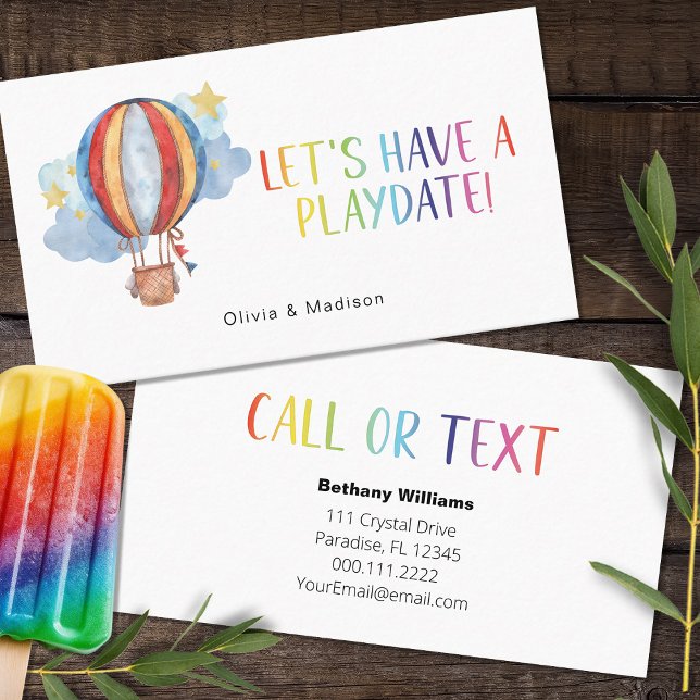 Mum Playdate Fun Colourful Balloon Calling Cards (Creator Uploaded)