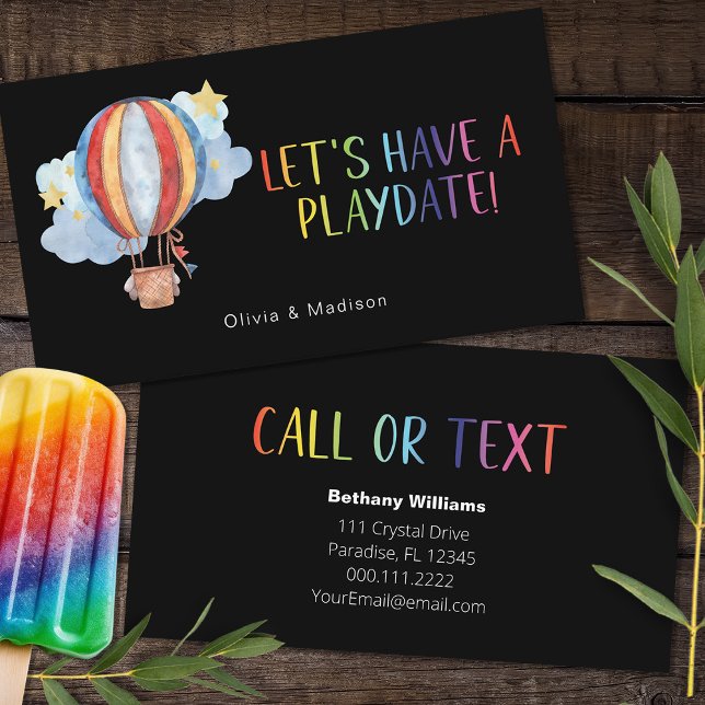 Mum Playdate Fun Colourful Balloon Calling Cards (Creator Uploaded)