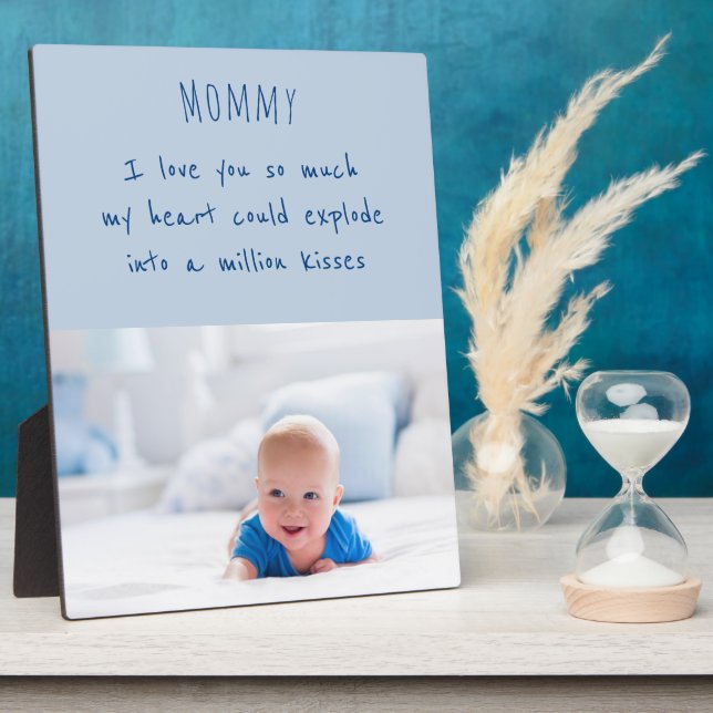 Mum Poem and Custom Baby Boy Photo Plaque (Side)
