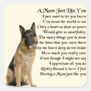 Mum Poem  -  German Shepherd Design Square Sticker