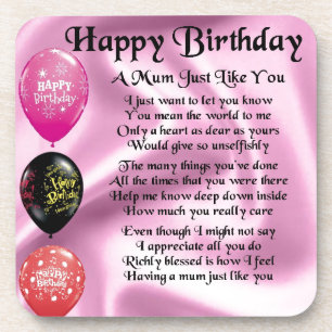 Mum Poem - Happy Birthday Coaster
