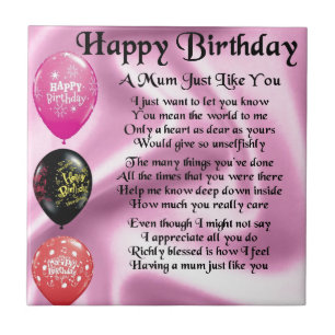 Mum Poem  -  Happy Birthday Tile