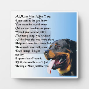 Mum Poem Plaque  -  Rottweiler  Design