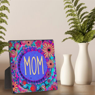 Mum Pretty Floral Pink Whimsical Plaque