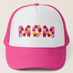 Mum Pretty Floral Typographic Design Trucker Hat