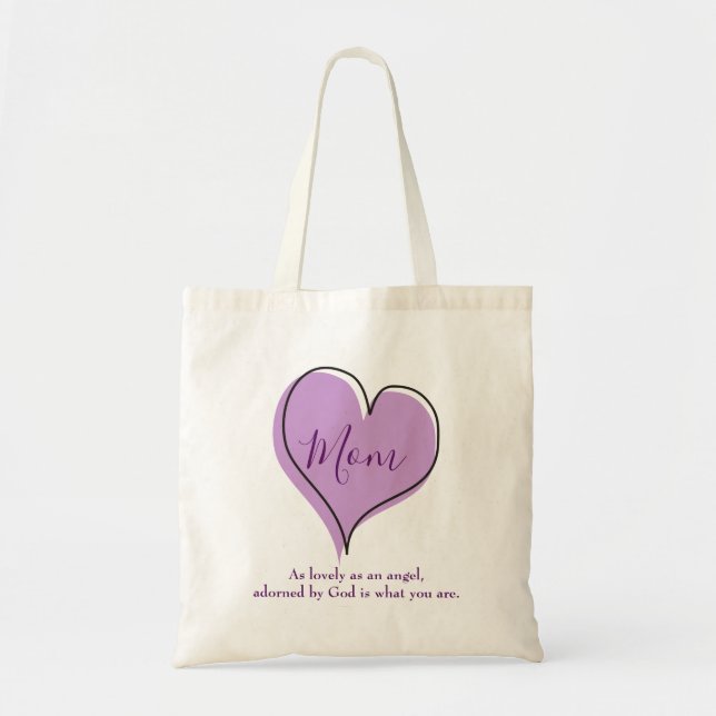 Mum Pretty Purple Heart Tote Bag (Front)