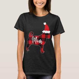 Mum Pug Dog Christmas Mama Pajama Red Plaid Buffal T-Shirt