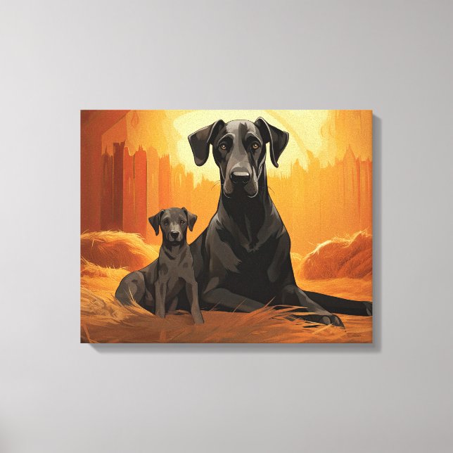 "Mum & Pup Great Dane" Canvas Print (Front)