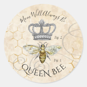 Mum Queen Bee Classic Round Sticker