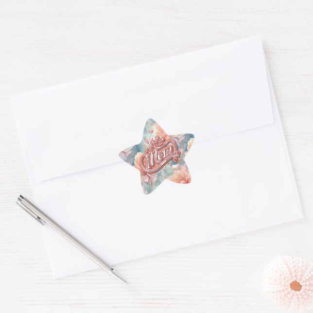 Mum Queen Floral  Star Sticker (Envelope)