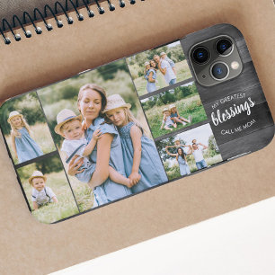 Mum Quote 6 Photo Collage Rustic Grey Case-Mate iPhone Case