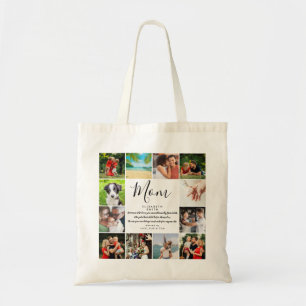 Mum Quote Modern Script 12 Photo Collage Tote Bag