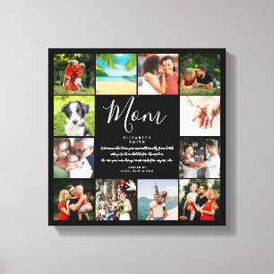 Mum Quote Script Black And White 12 Photo Collage Canvas Print