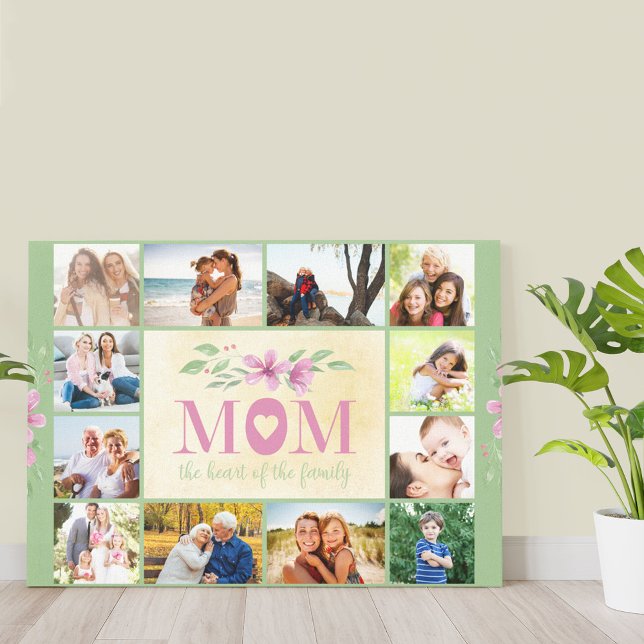 Mum Quote The Heart of the Family Green 12 Photo Canvas Print (Creator Uploaded)