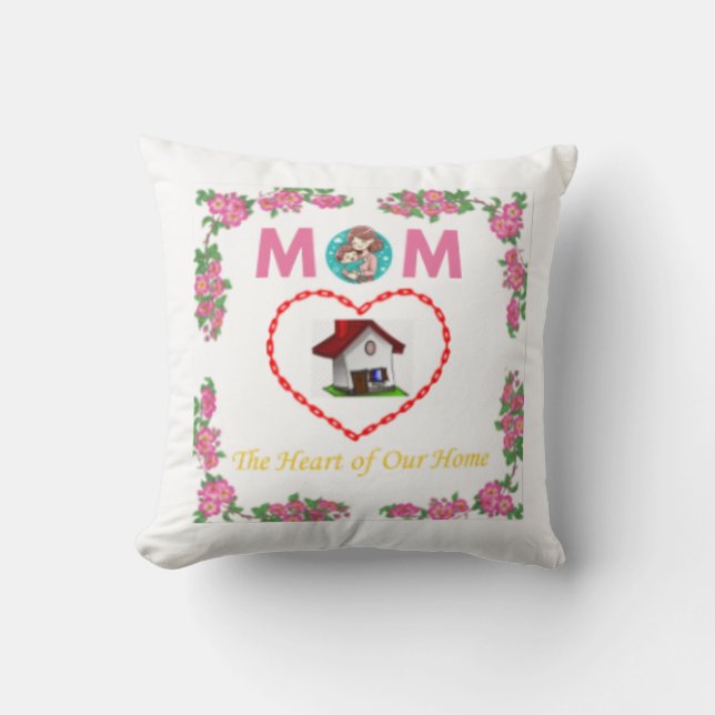 Mum Quote Throw Pillow - Floral Design. (Front)