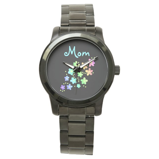 "Mum" Rainbow Flowers Watch (Front)