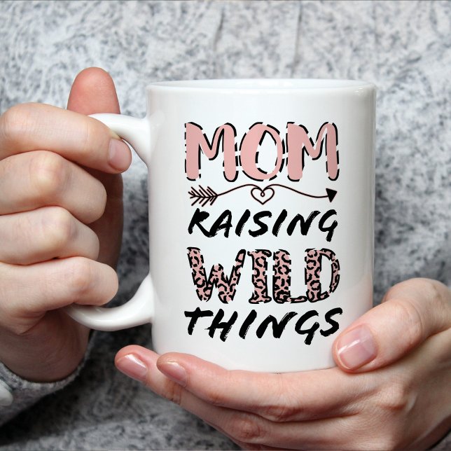 Mum Raising Wild Things Quote Funny Leopard Print Coffee Mug (Creator Uploaded)