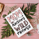 Mum Raising Wild Things Quote Funny Mother's Day C Card<br><div class="desc">This cute and funny Mother's Day card is perfect for any mum. It features the quote, "Mum. Raising Wild Things, " with a hand-drawn heart arrow, and leopard cheetah print typography in blush pink and black. It's modern, sweet, girly, and cool; the perfect design to gift to mum or yourself,...</div>