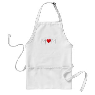 Mum red heart modern typography cute white kitchen standard apron