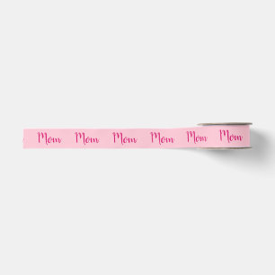 Mum Ribbon in Dark Pink Text on Light Pink Ribbon Grosgrain Ribbon