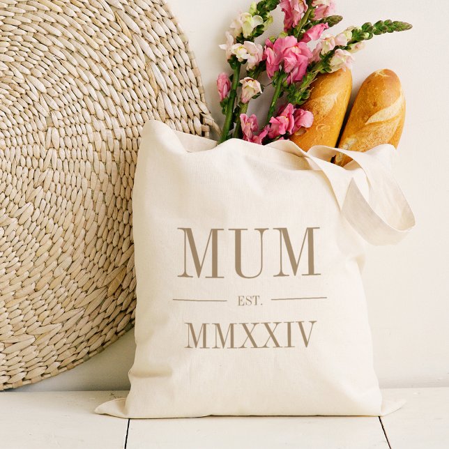 Mum Roman Numeral Year Established Tote Bag (Creator Uploaded)