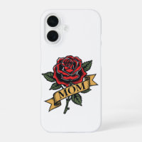 Mum Rose Vintage Tattoo Style Red Rose Banner iPho