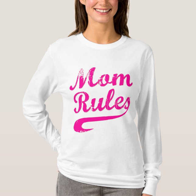 Mum Rules Funny Mother's Day Saying T-Shirt (Front)