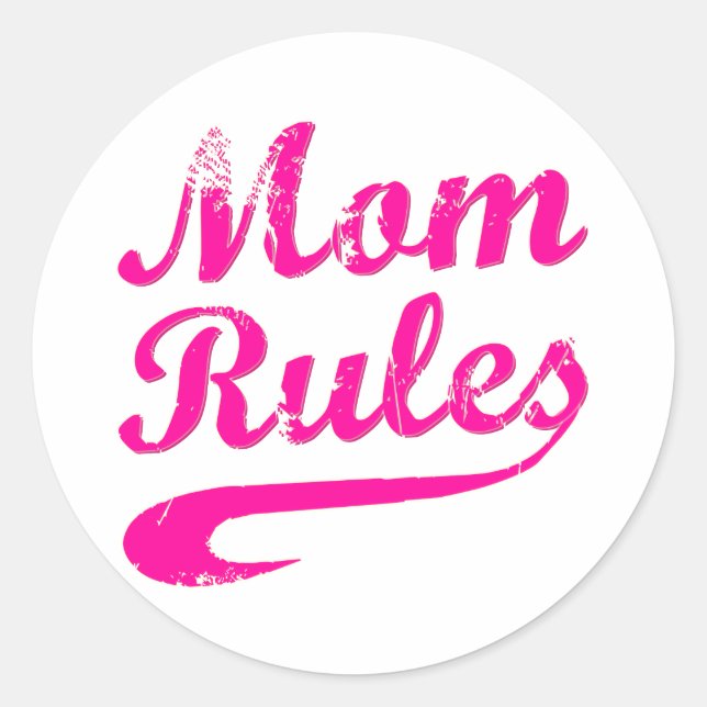 Mum Rules Funny Saying Sticker (Front)