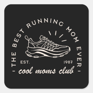 Mum run running runner club squad matching square sticker