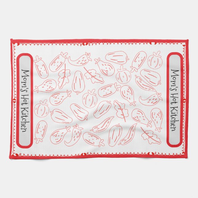 "Mum’s Hot Kitchen" Mother’s Day Gift Tea Towel (Horizontal)