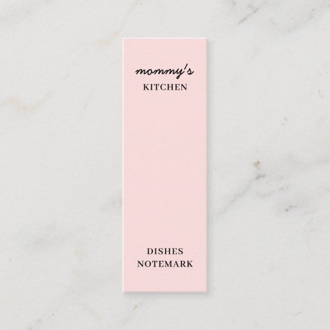 Mum’s Kitchen Modern Pink Mini Bookmark Business Card (Front)