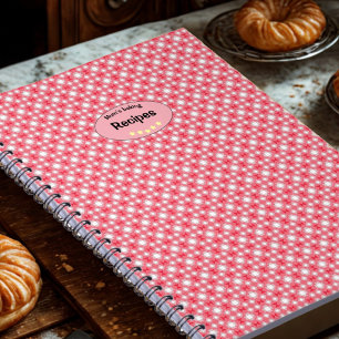 Mum’s recipes customised red Geometric pattern  Notebook