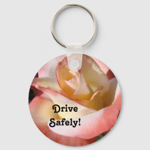 Mum said Drive Safely Key Chains Pink White Rose