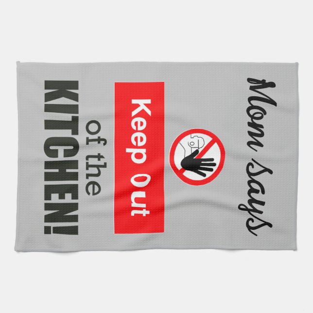 Mum Says Keep Out of the Kitchen Funny Pickleball  Tea Towel (Horizontal)