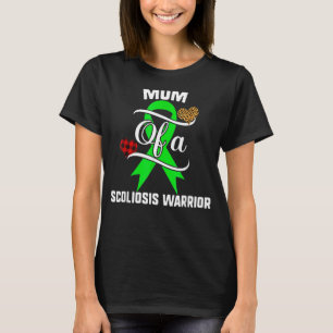 Mum Scoliosis Awareness Leopard Buffalo Plaid Fami T-Shirt