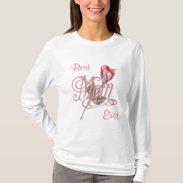 Mum Script and Rose T-Shirt (Front)