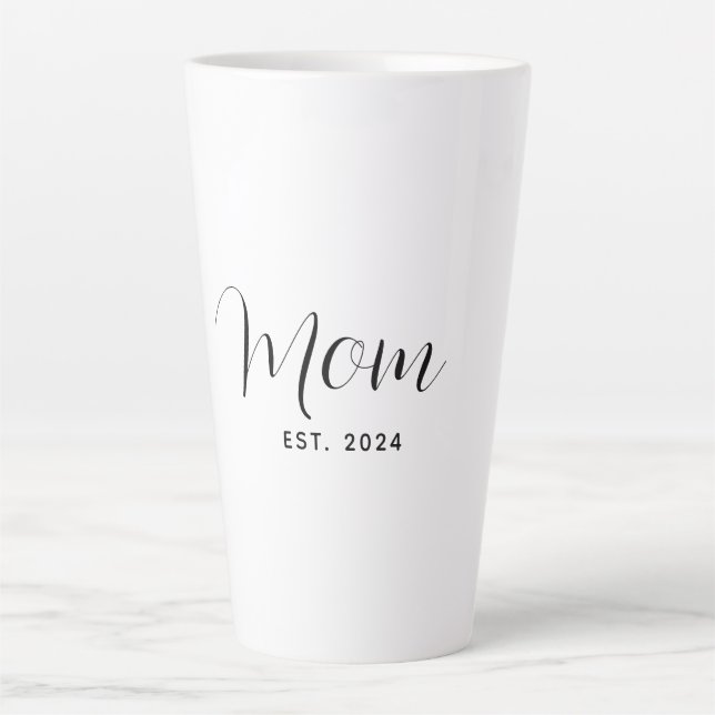 Mum Script Elegant Mothers Day Established Latte Mug (Front)