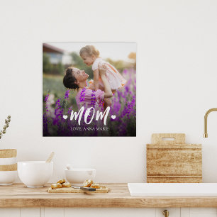 Mum Script Heart Personalised Poster