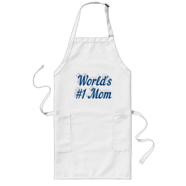 Mum sea blue text long apron (Front)