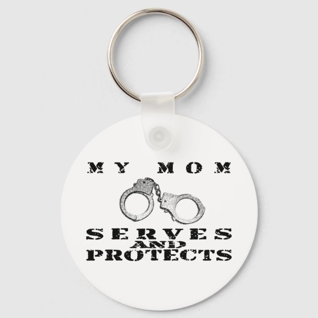 Mum Serves Protects - Cuffs Key Ring (Front)
