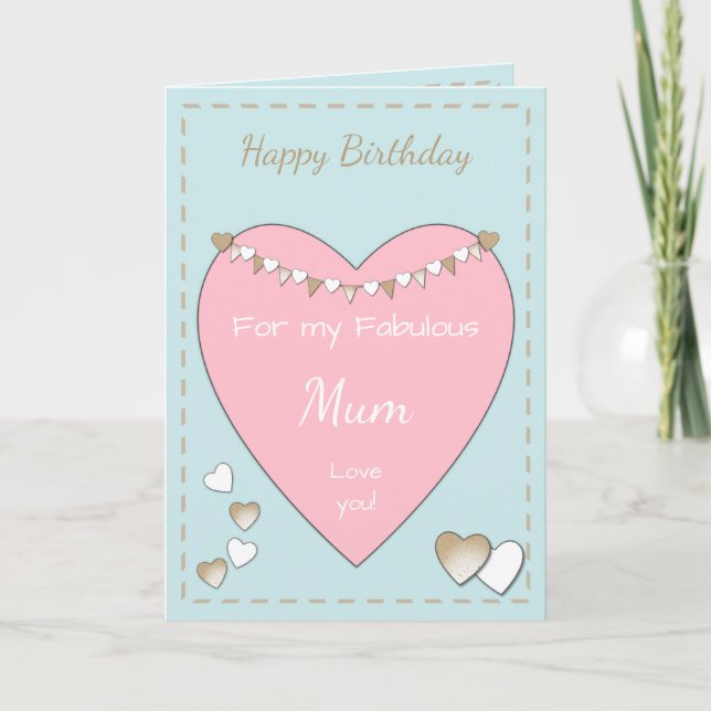 Mum Shabby Chic pink Birthday Card (Front)