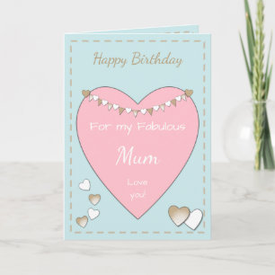 Mum Shabby Chic pink Birthday Card