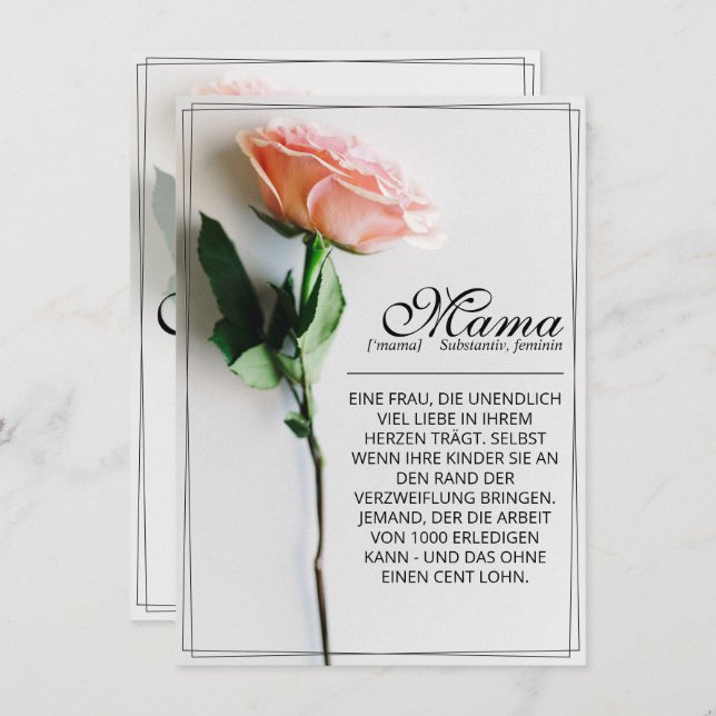 Mum – Simply Irreplaceable | Classic Card - Rose (Front/Back)