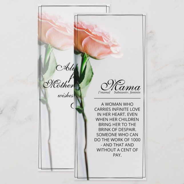 Mum – Simply Irreplaceable | Classic Card - Rose M (Front/Back)