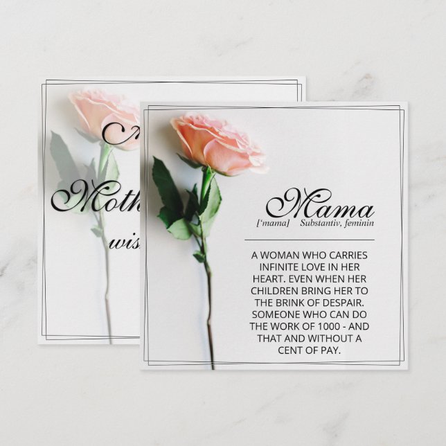 Mum – Simply Irreplaceable | Classic Card - Rose M (Front/Back)