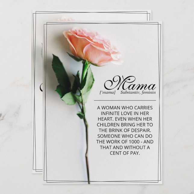 Mum – Simply Irreplaceable | Classic Card - Rose M (Front/Back)